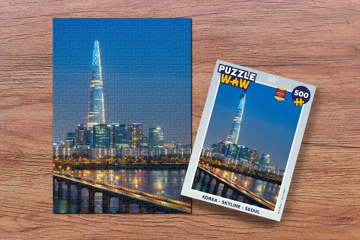 PuzzleWow Seoul Skyline Legpuzzel 500 Stuks - Multicolor