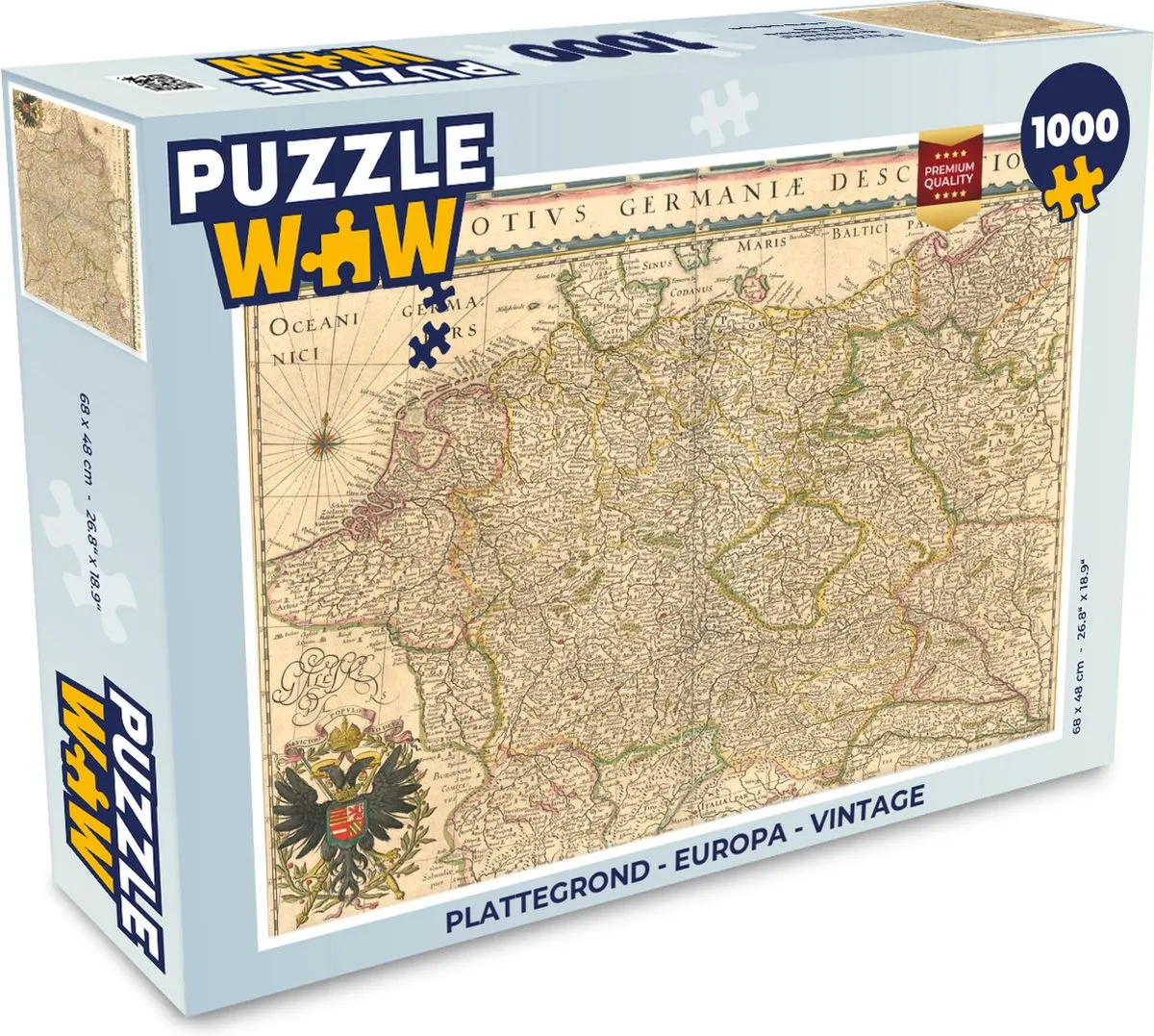 PuzzleWow Europa Vintage Legpuzzel 1000 Stuks - Multicolor