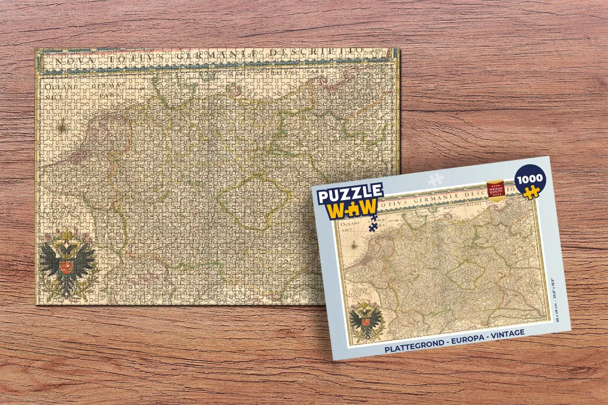 PuzzleWow Europa Vintage Legpuzzel 1000 Stuks - Multicolor