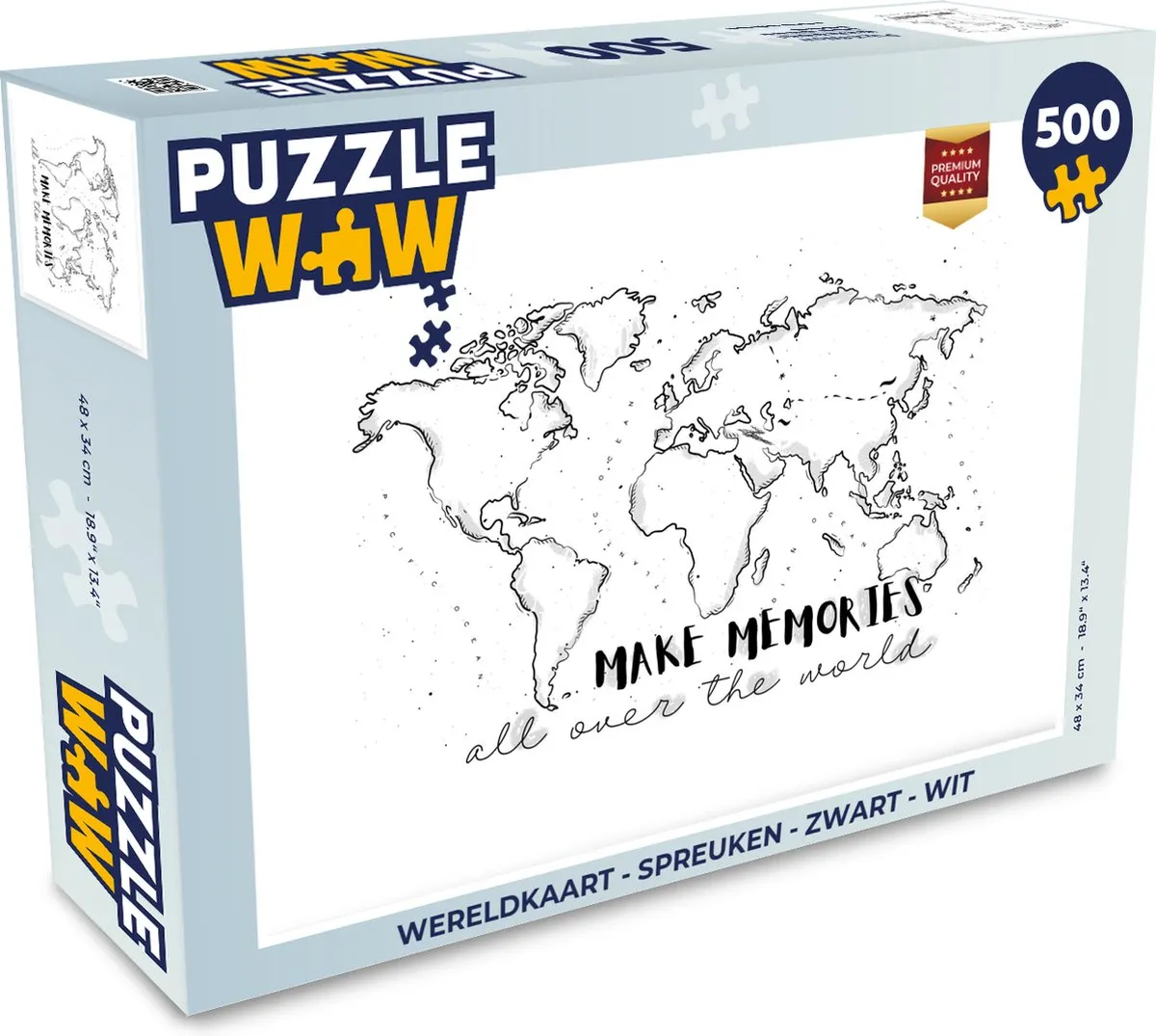 PuzzleWow Wereldkaart Spreuken Legpuzzel 500 Stuks