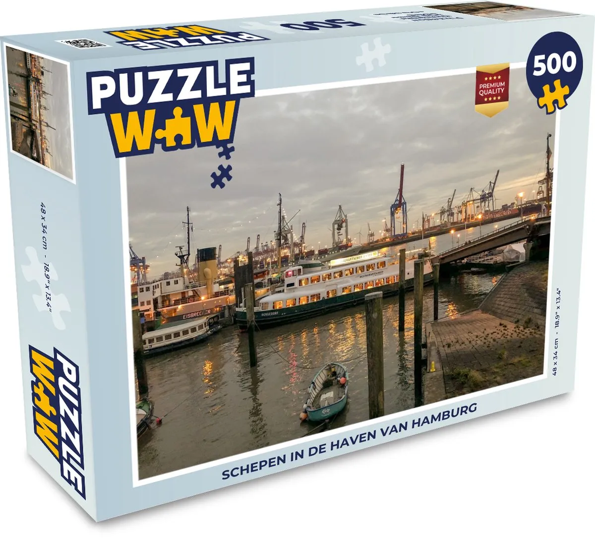 PuzzleWow Hamburg Haven Legpuzzel 500 Stuks - Multicolor