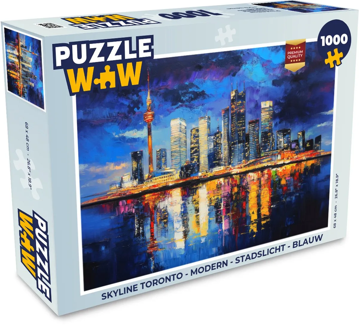 PuzzleWow Skyline Toronto Legpuzzel 1000 Stuks - Blauw