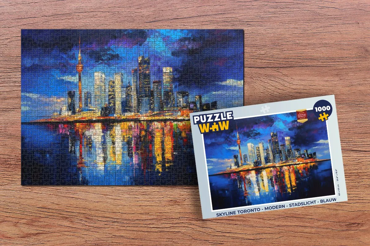 PuzzleWow Skyline Toronto Legpuzzel 1000 Stuks - Blauw