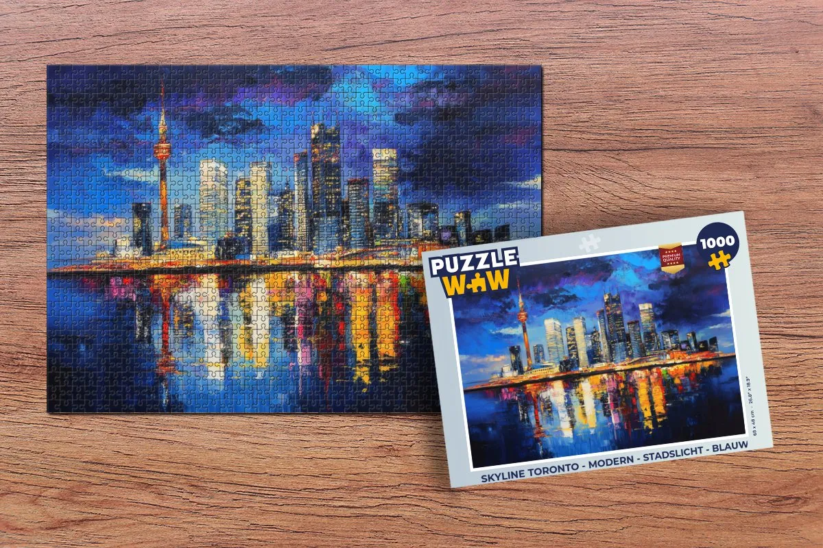 PuzzleWow Skyline Toronto Legpuzzel 1000 Stuks - Blauw