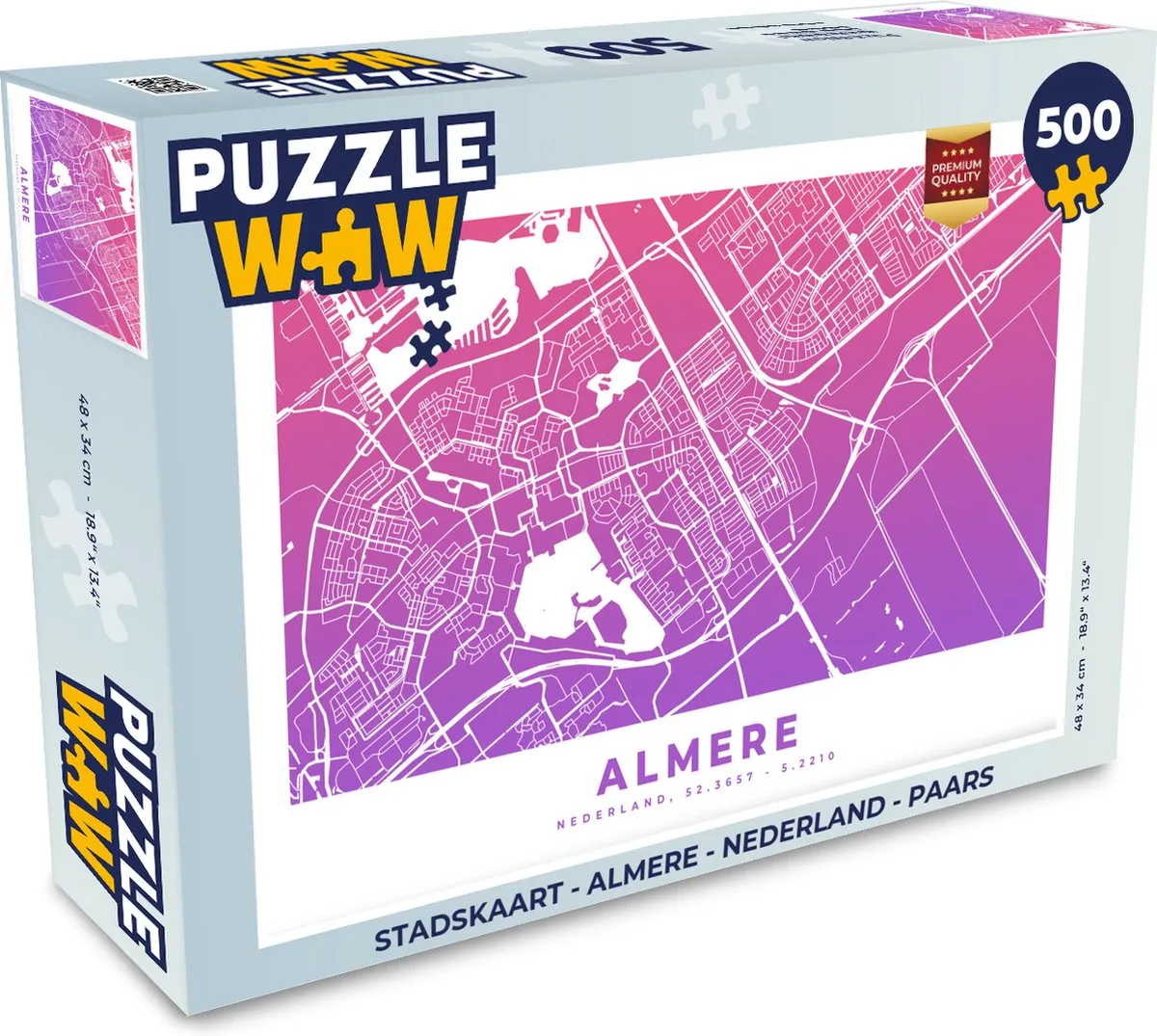 PuzzleWow Stadskaart Almere Nederland Legpuzzel 500 Stuks