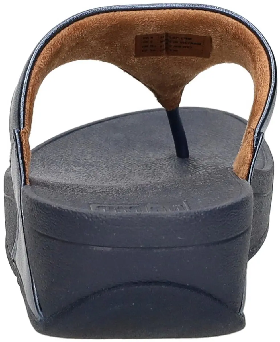 FitFlop Lulu Leather Toepost Dames Slippers - 42 - Metallic Blauw - afbeelding 5 van 6