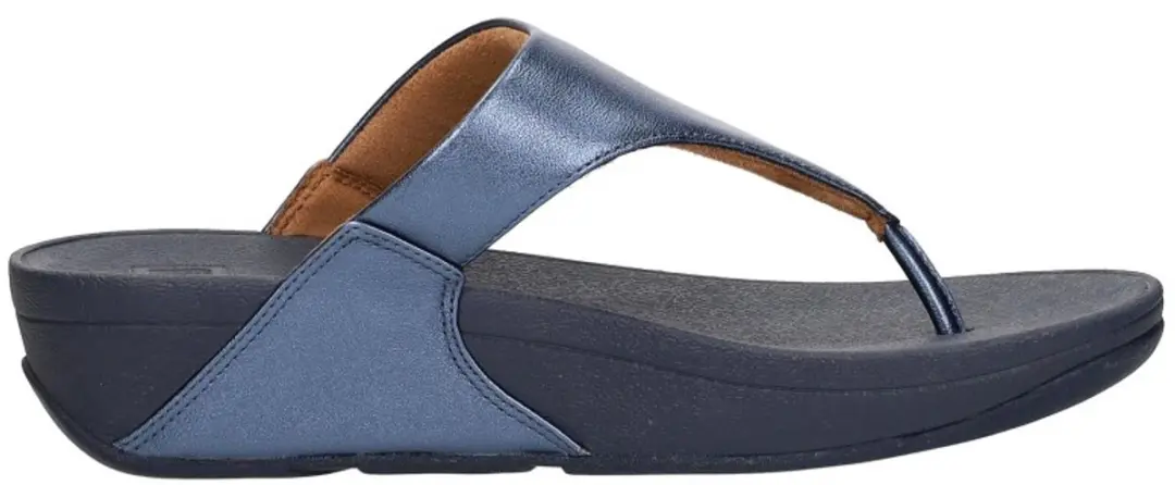 FitFlop Lulu Leather Toepost Dames Slippers - 42 - Metallic Blauw - afbeelding 2 van 6