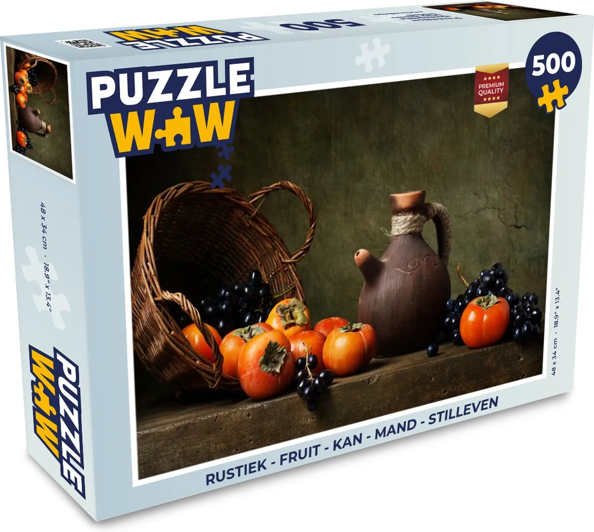 PuzzleWow Rustiek Fruit Mand Stilleven Legpuzzel 500 Stuks - Multicolor