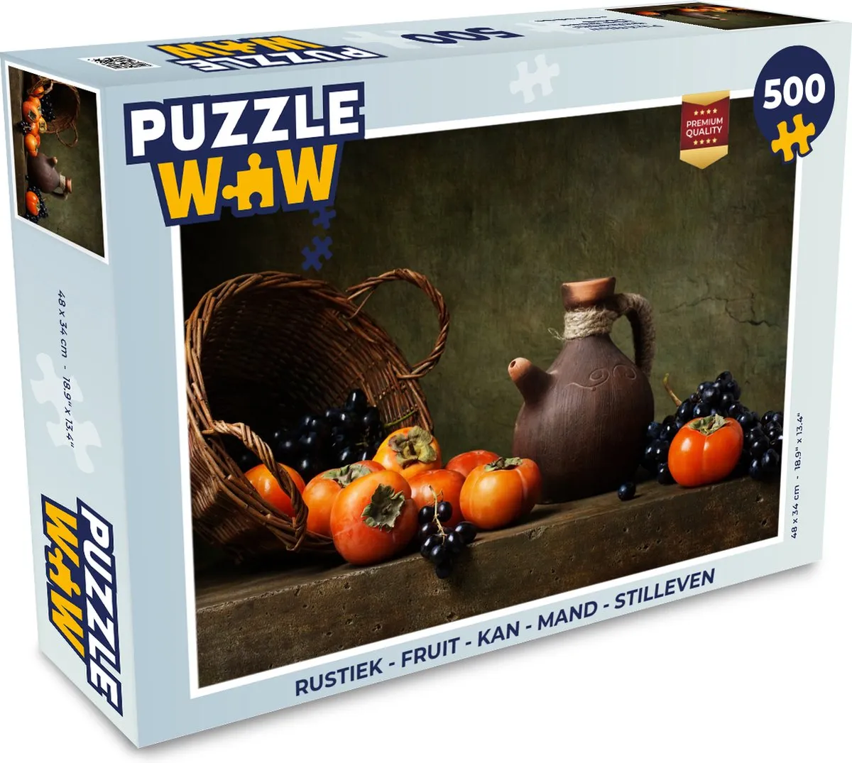 PuzzleWow Rustiek Fruit Mand Stilleven Legpuzzel 500 Stuks - Multicolor