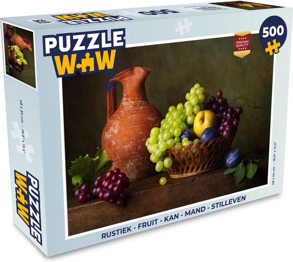 PuzzleWow Rustiek Fruit Mand Stilleven Legpuzzel 500 Stuks - Multicolor