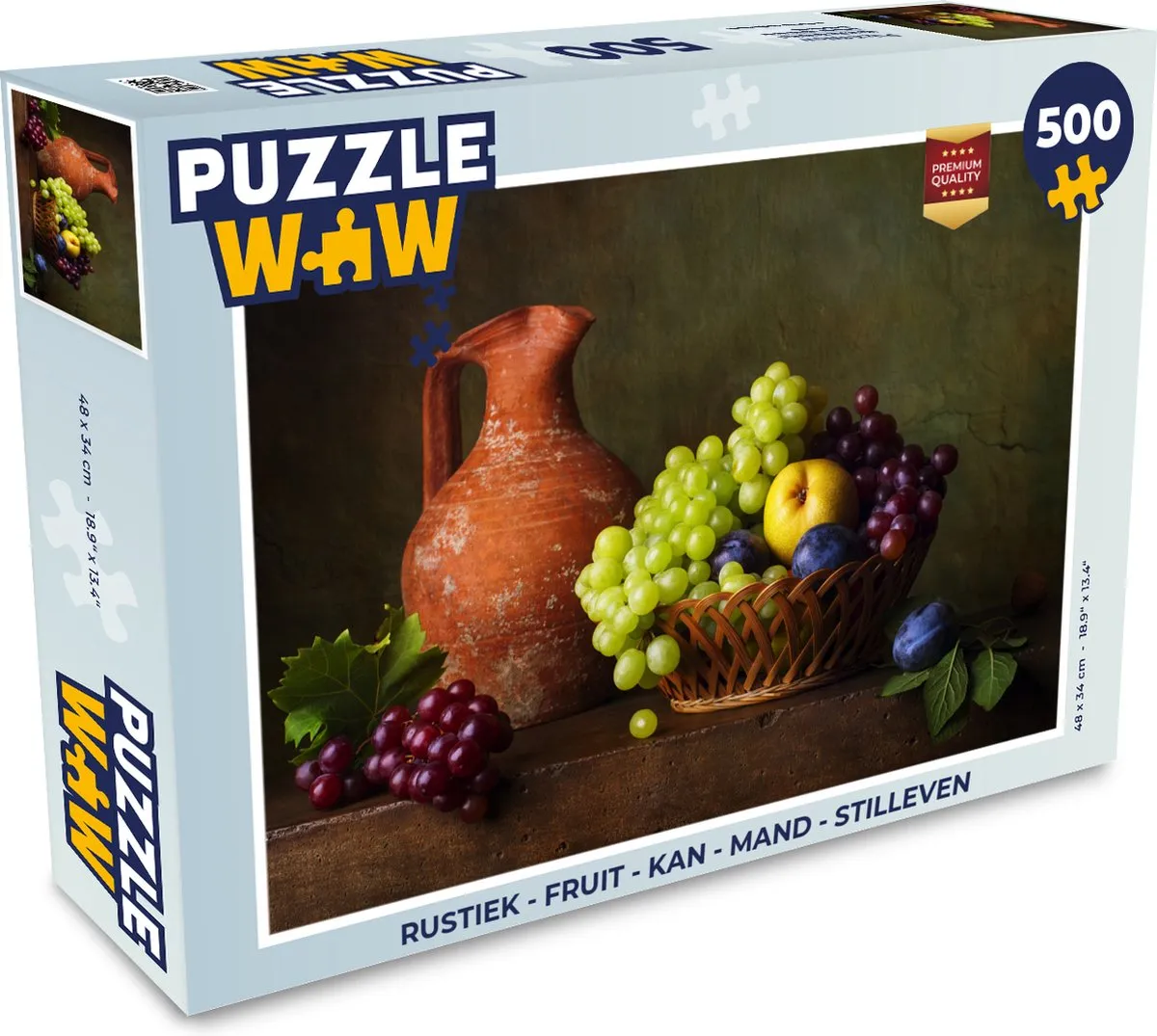 PuzzleWow Rustiek Fruit Mand Stilleven Legpuzzel 500 Stuks - Multicolor