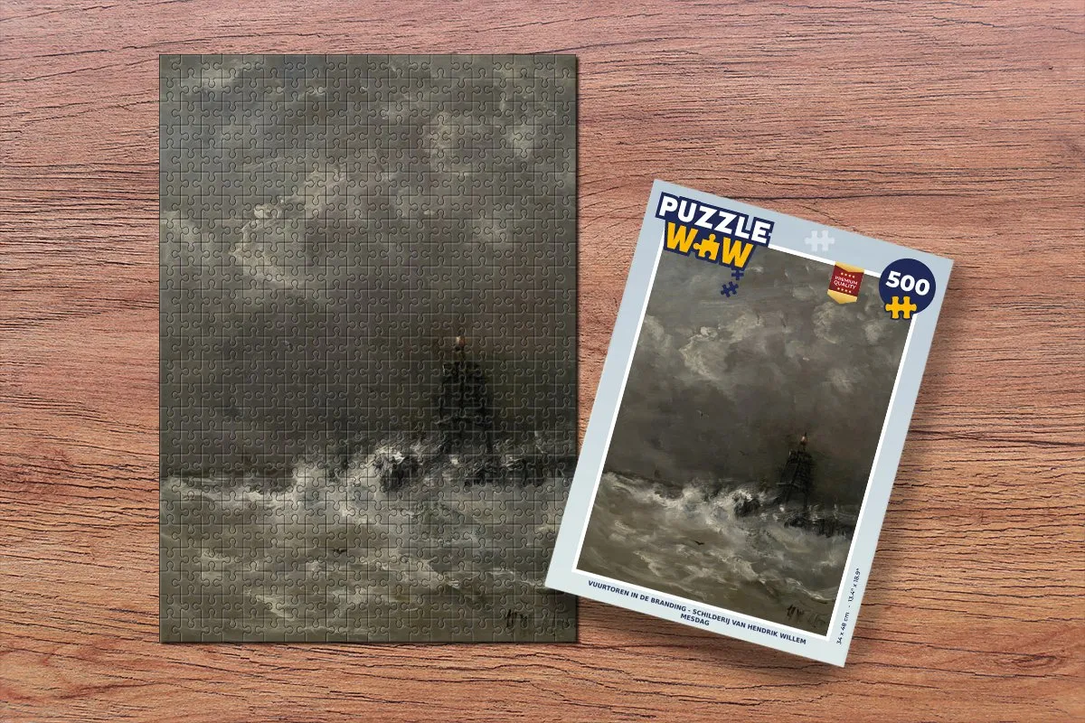 PuzzleWow Hendrik Willem Mesdag Vuurtoren Legpuzzel 500 Stuks - Multicolor