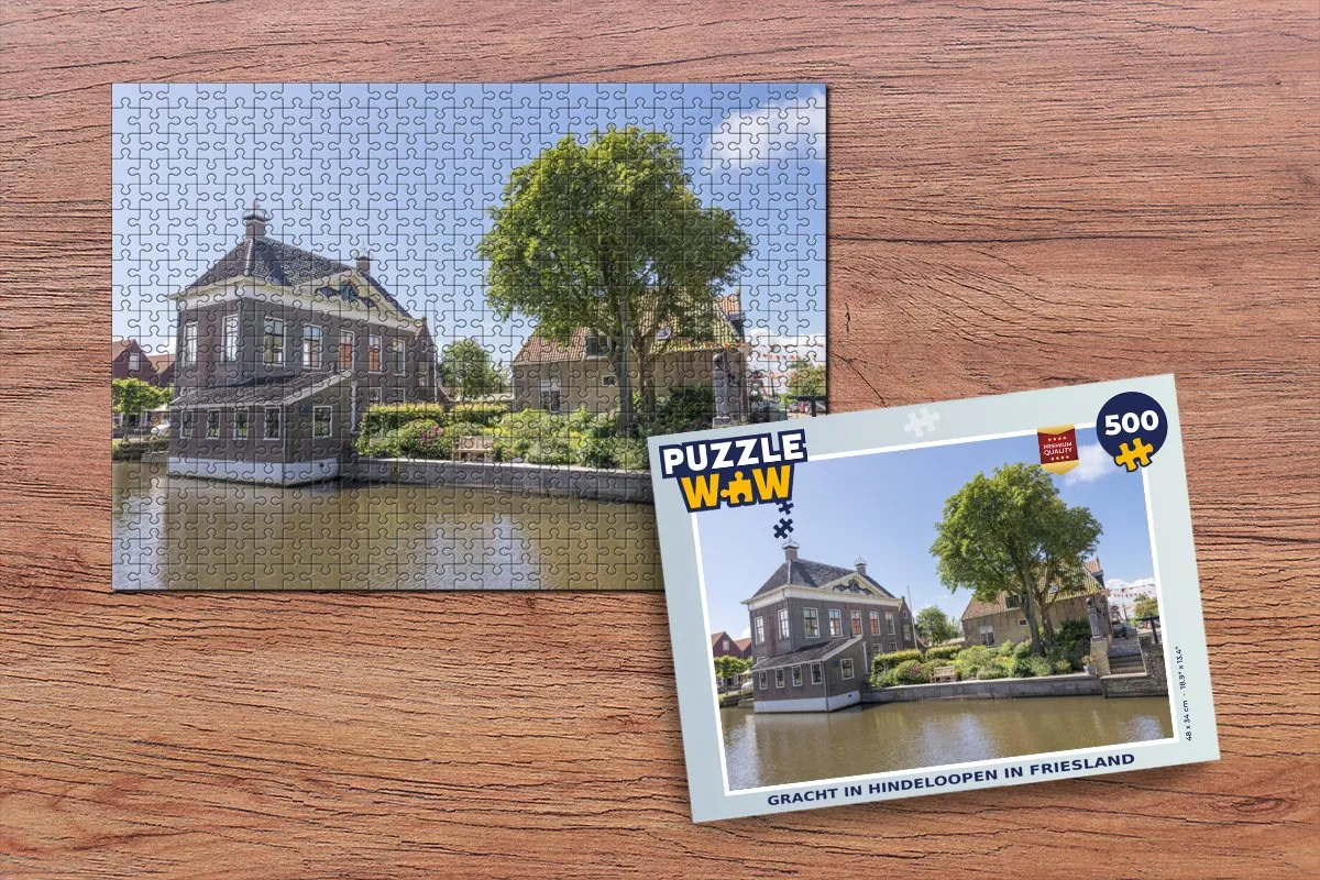 PuzzleWow Gracht Hindeloopen Friesland Legpuzzel 500 Stuks - Multicolor