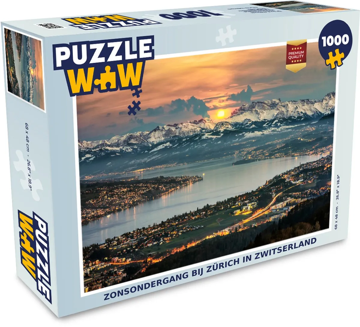 PuzzleWow Zonsondergang Zürich Legpuzzel 1000 Stuks