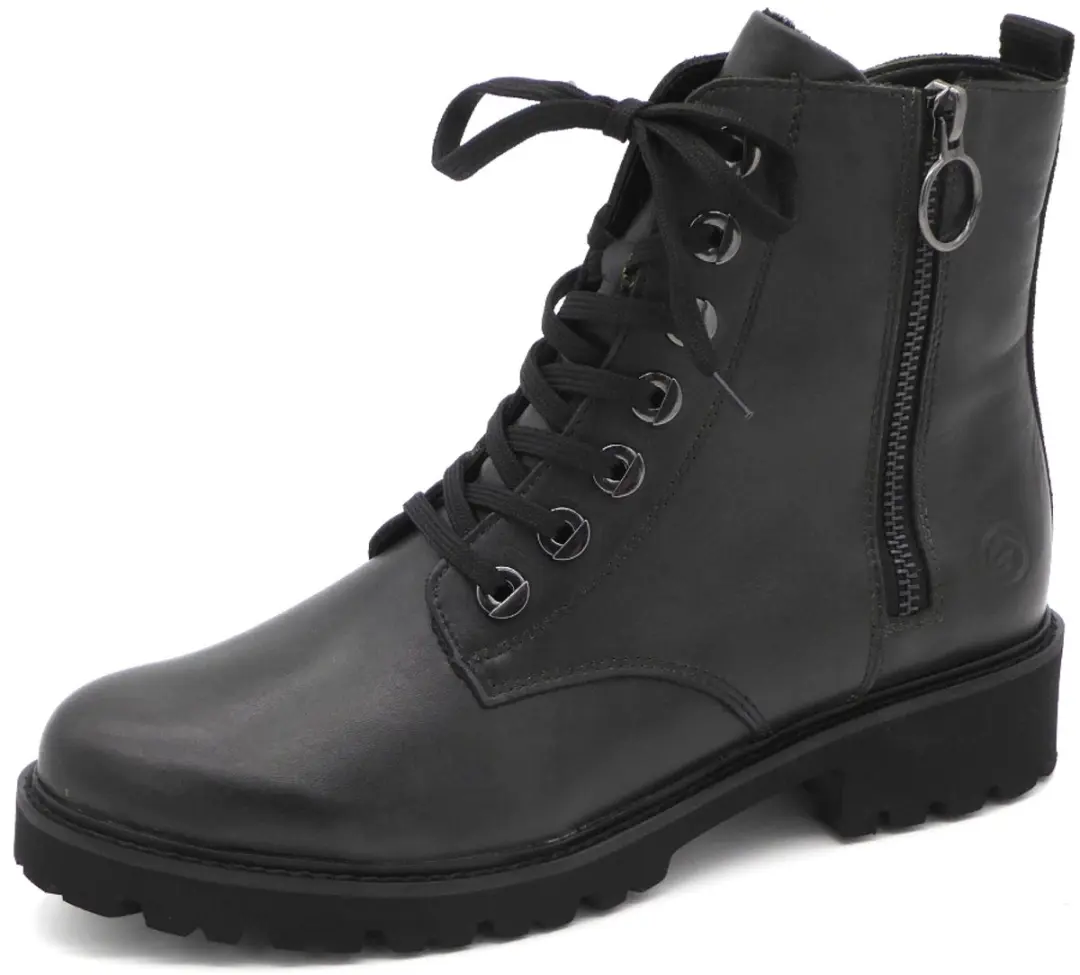 Remonte Groene Leren Dames Veterboots