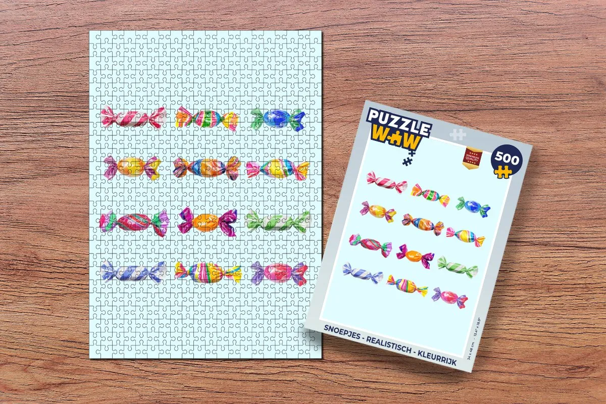 PuzzleWow Snoepjes Legpuzzel 500 Stuks - Lichtblauw