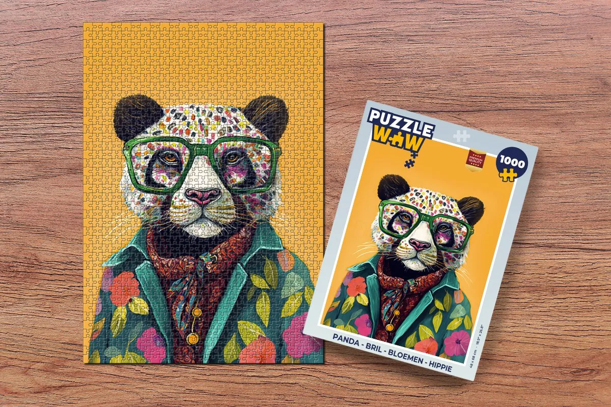 PuzzleWow Puzzel Panda Legpuzzel 1000 Stuks - Multicolor