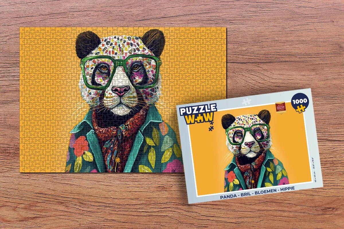 PuzzleWow Puzzel Panda Legpuzzel 1000 Stuks - Multicolor