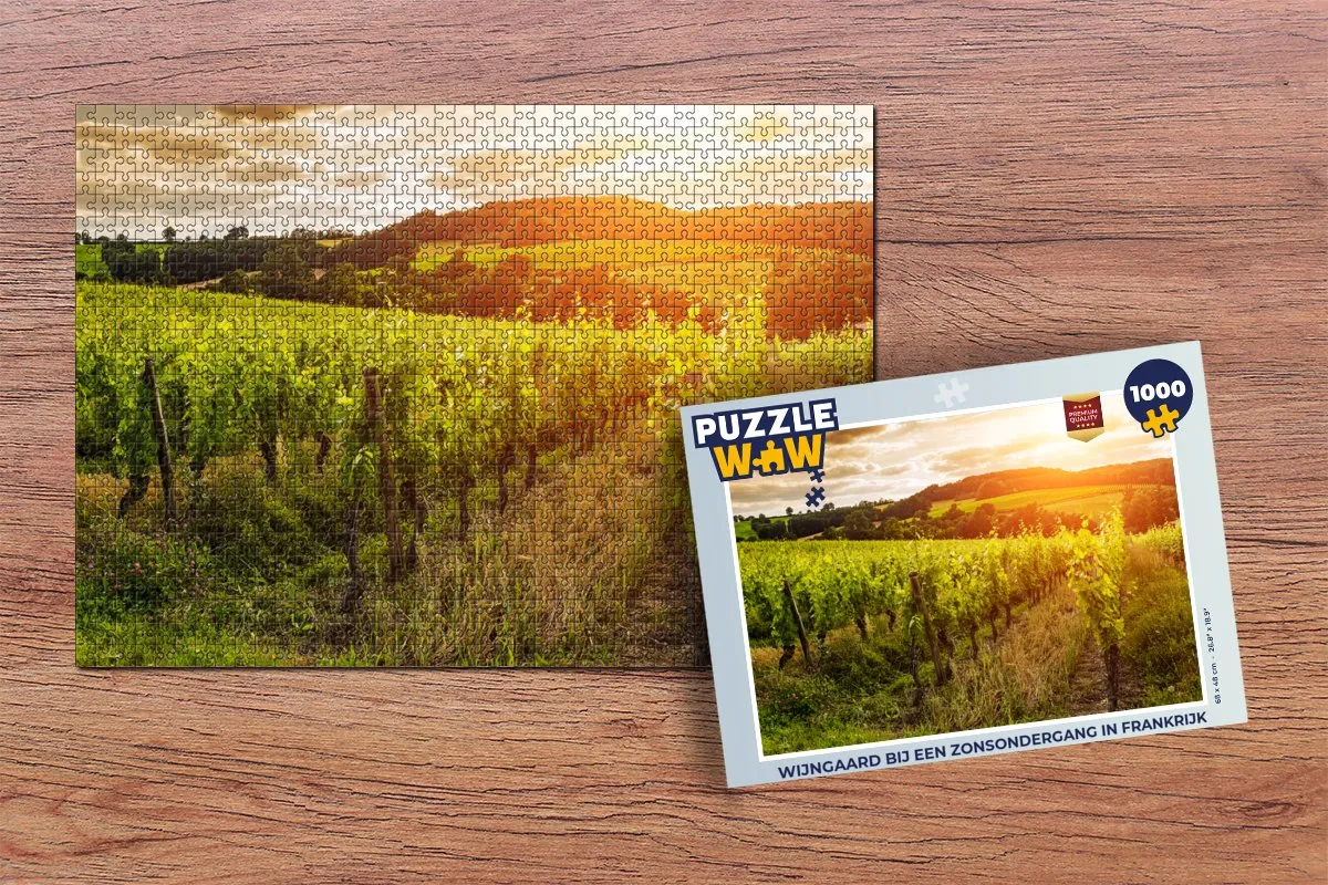 PuzzleWow Wijngaard bij Zonsondergang Legpuzzel 1000 Stuks - Multicolor