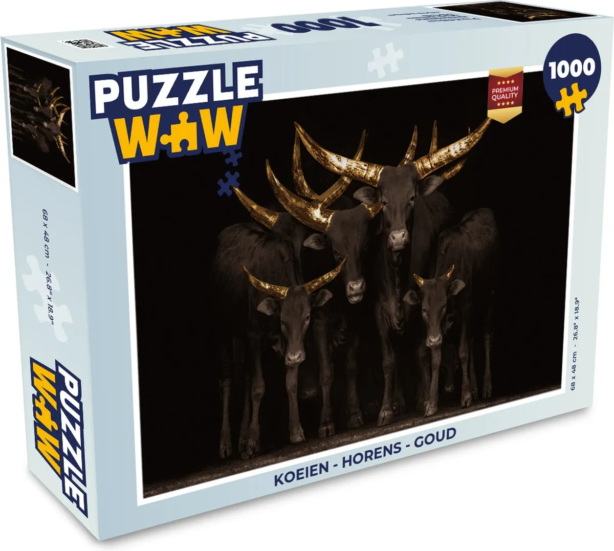 PuzzleWow Koeien Horens Legpuzzel 1000 Stuks - Multicolor