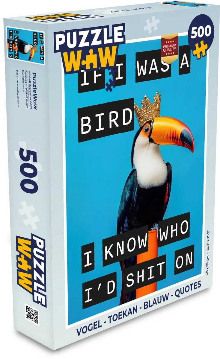 PuzzleWow Vogel Toekan Legpuzzel 500 Stuks