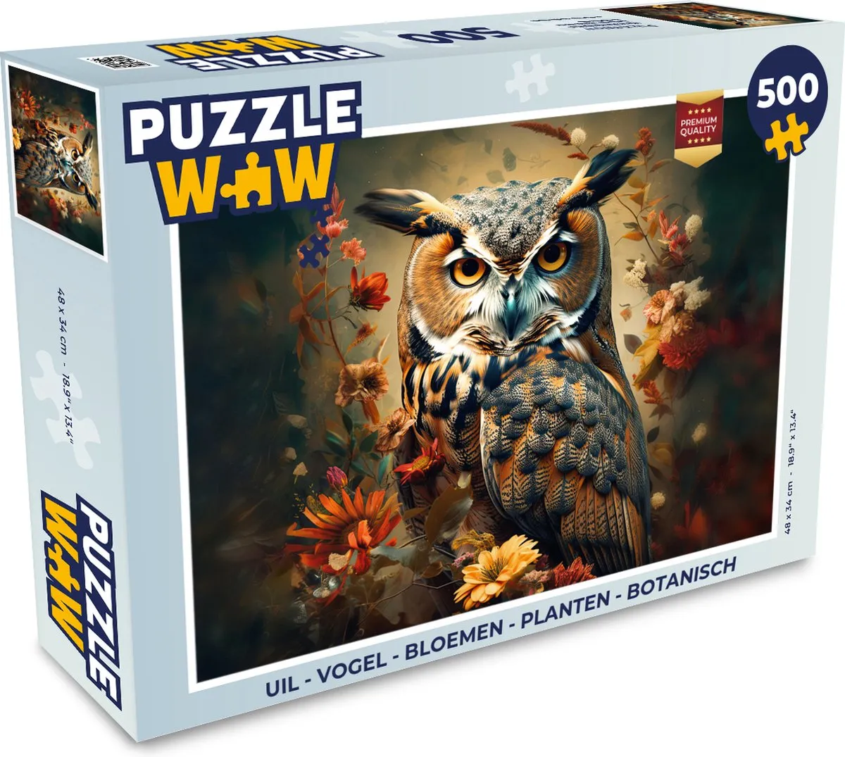 PuzzleWow Vogel Bloemen Botanisch Legpuzzel 500 Stuks - Multicolor