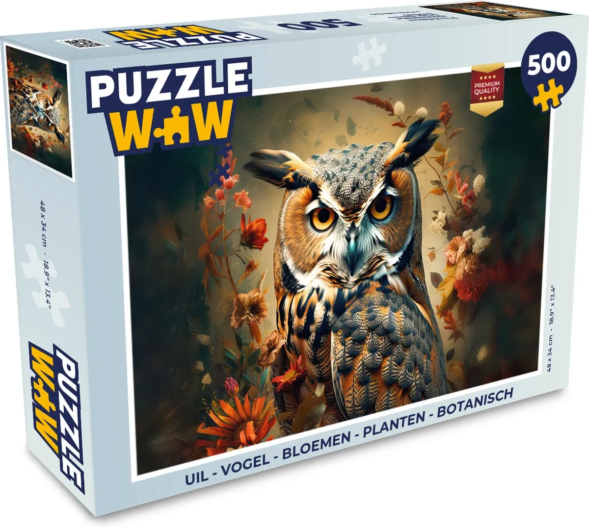 PuzzleWow Vogel Bloemen Botanisch Legpuzzel 500 Stuks - Multicolor