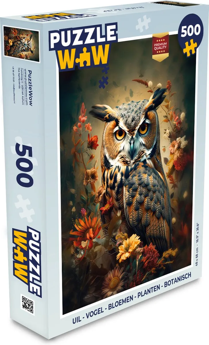 PuzzleWow Vogel Bloemen Botanisch Legpuzzel 500 Stuks - Multicolor
