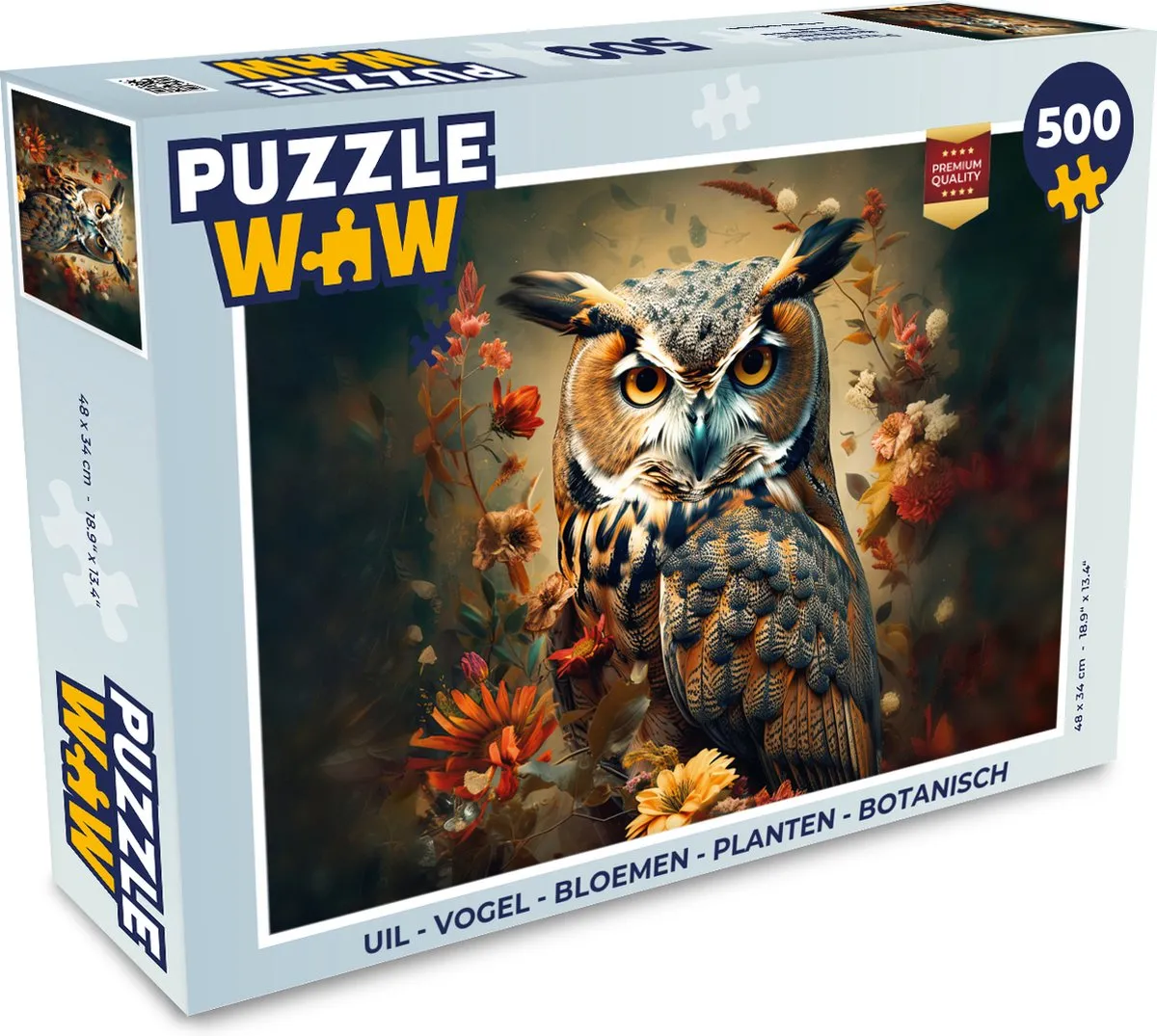 PuzzleWow Vogel Bloemen Botanisch Legpuzzel 500 Stuks - Multicolor