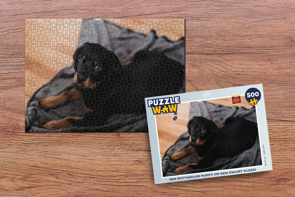 PuzzleWow Legpuzzel Rottweiler Puppy 500 Stuks - Multicolor