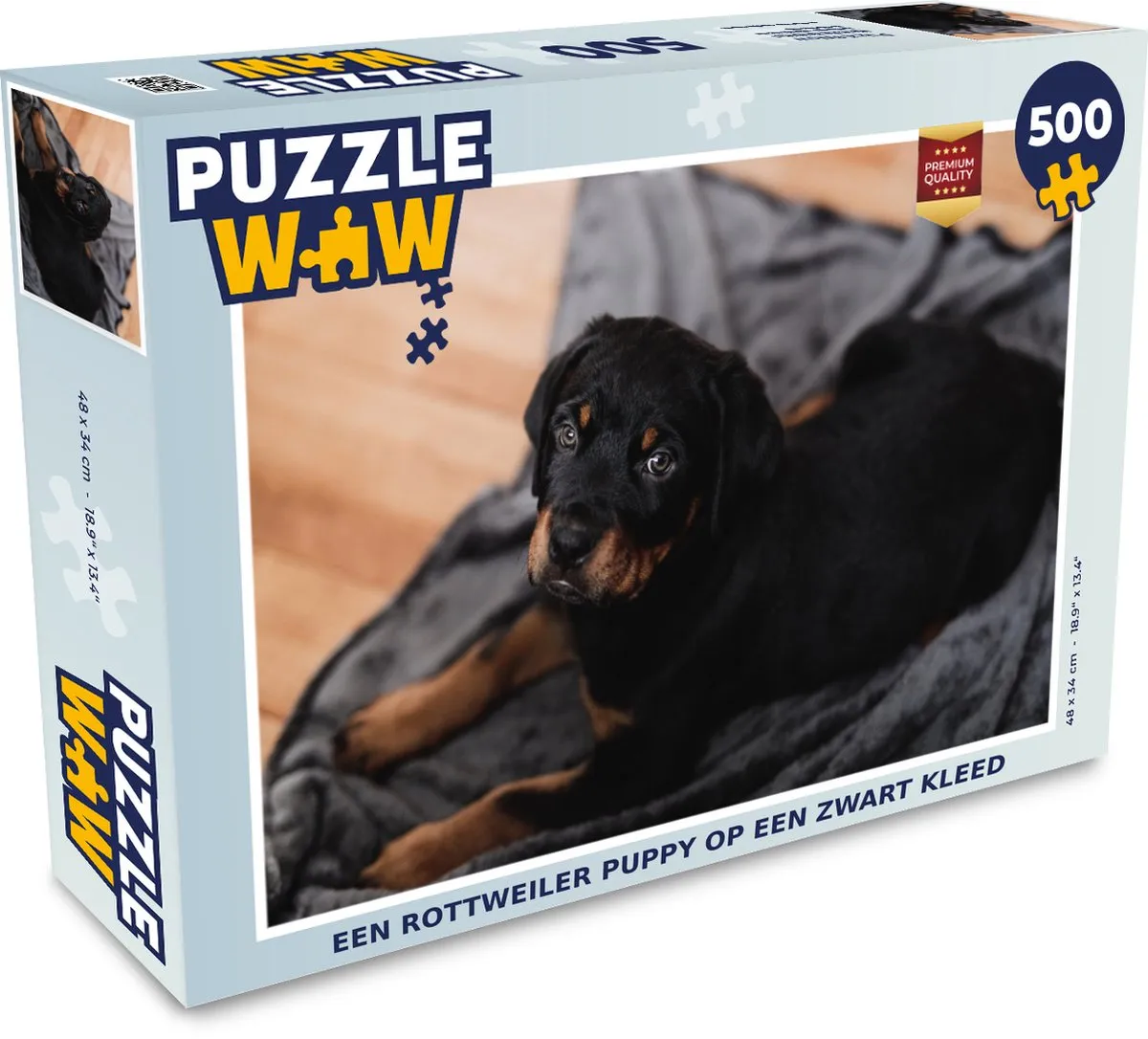 PuzzleWow Legpuzzel Rottweiler Puppy 500 Stuks - Multicolor