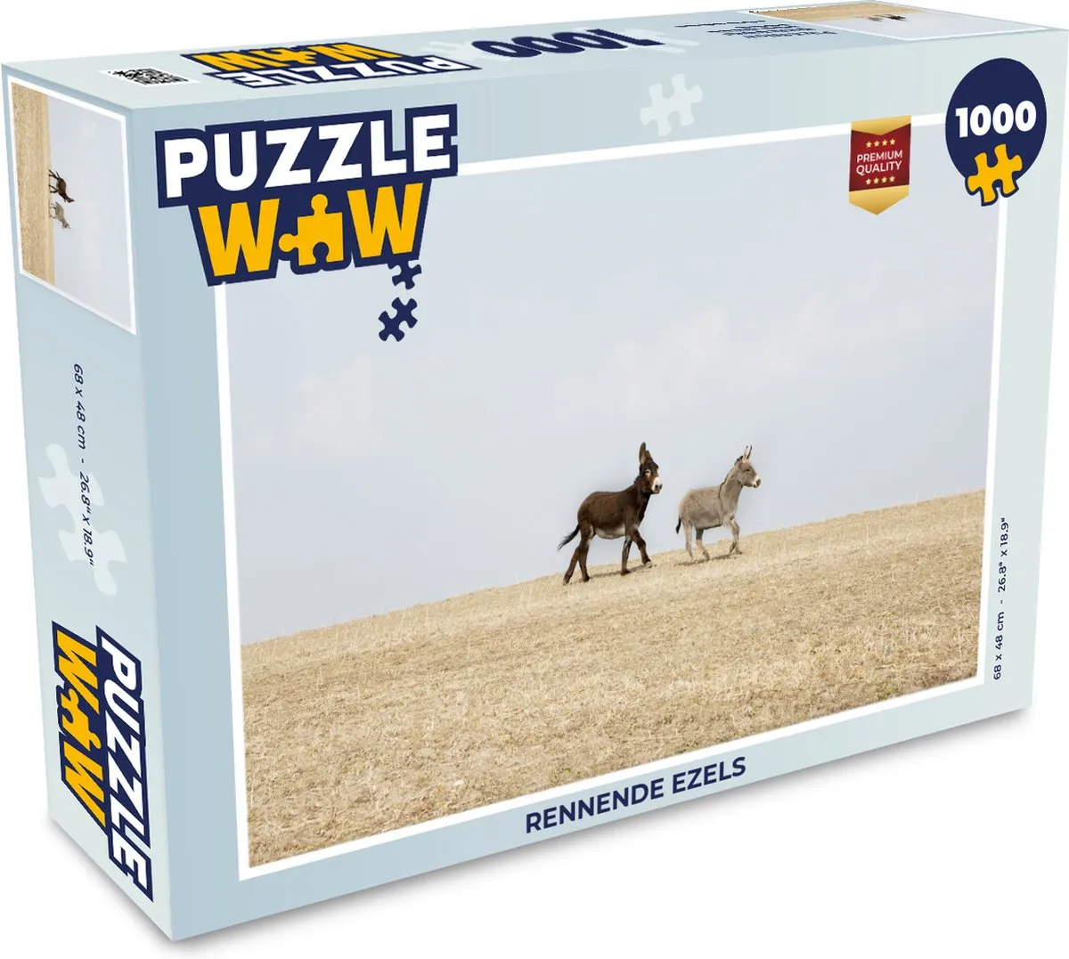 PuzzleWow Rennende Ezels Legpuzzel 1000 Stuks - Multicolor