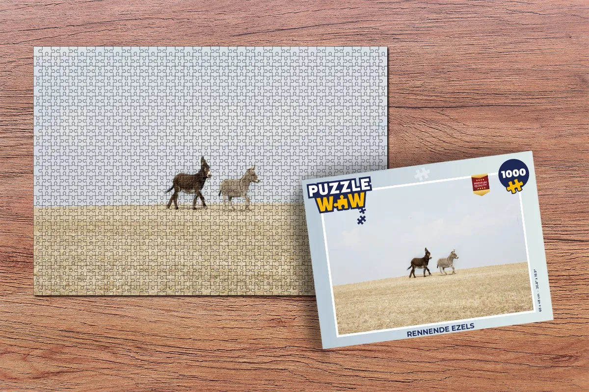 PuzzleWow Rennende Ezels Legpuzzel 1000 Stuks - Multicolor