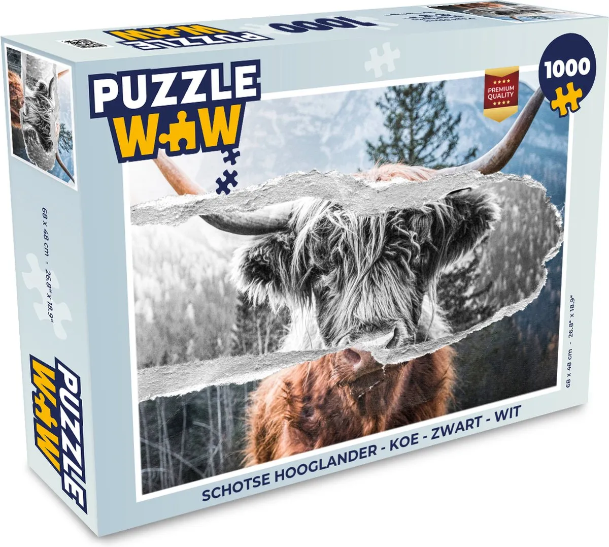 PuzzleWow Schotse Hooglander Legpuzzel 1000 Stuks - Multicolor
