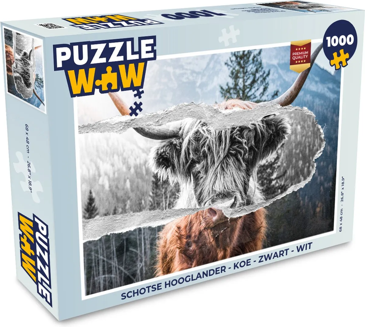 PuzzleWow Schotse Hooglander Legpuzzel 1000 Stuks - Multicolor