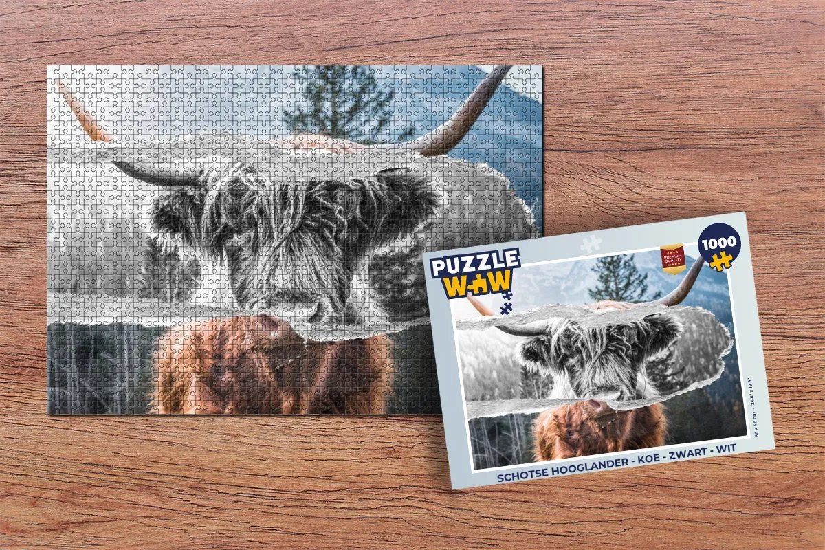 PuzzleWow Schotse Hooglander Legpuzzel 1000 Stuks - Multicolor