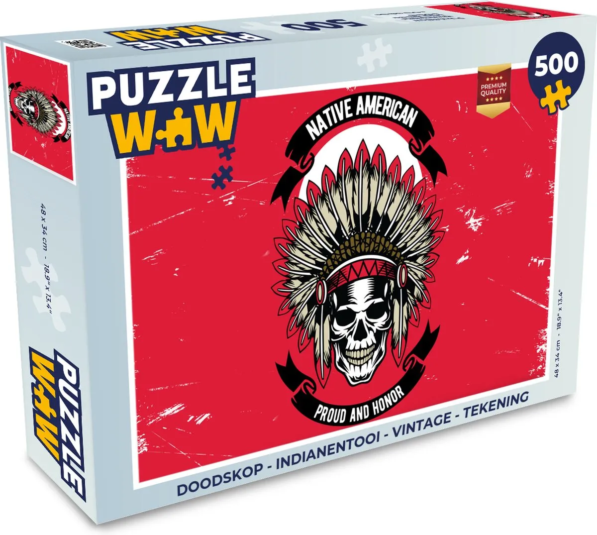 PuzzleWow Doodskop Indianentooi Legpuzzel 500 Stuks
