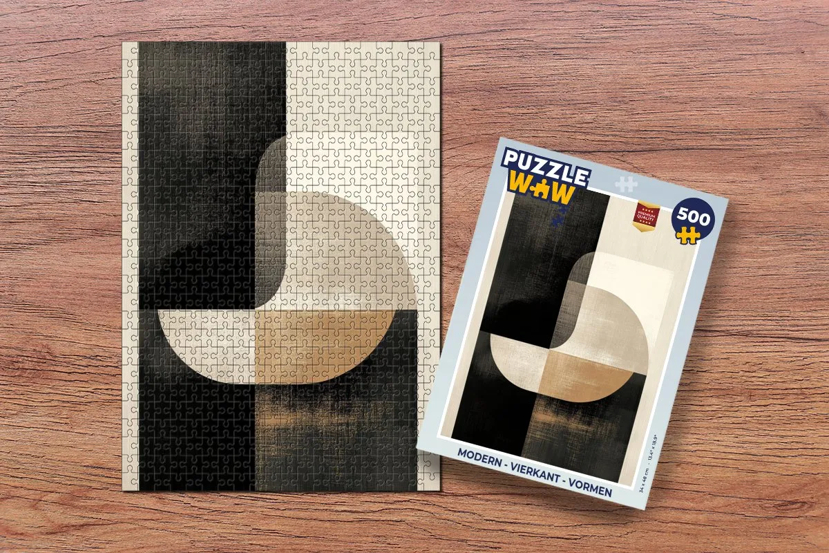 PuzzleWow Modern Vormen Legpuzzel 500 Stuks - Goud/Zwart