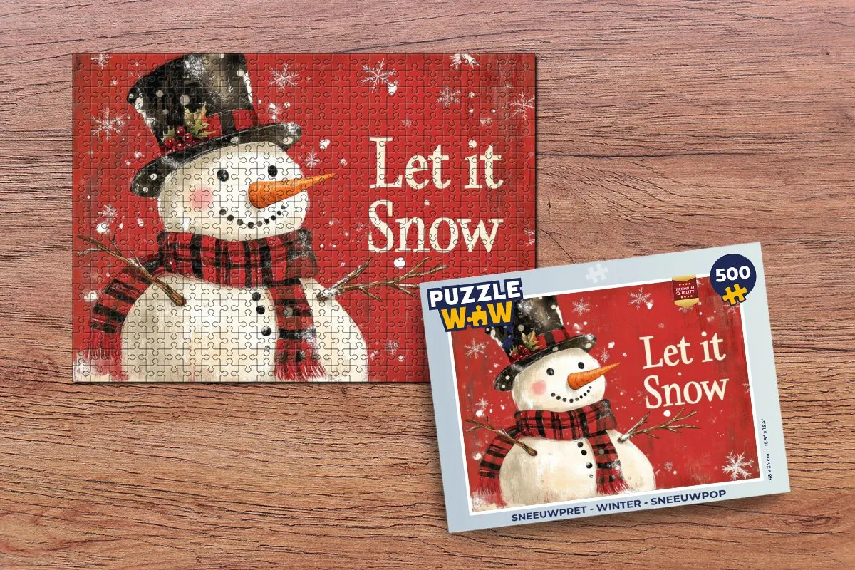 PuzzleWow Sneeuwpret Winter Sneeuwpop Puzzel - 500 Stuks