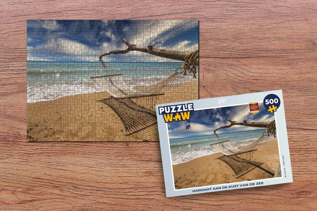 PuzzleWow Strand Zee Hangmat Legpuzzel 500 Stuks - Multicolor