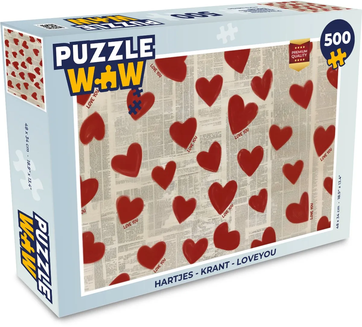 PuzzleWow Hartjes - Krant Legpuzzel 500 Stuks