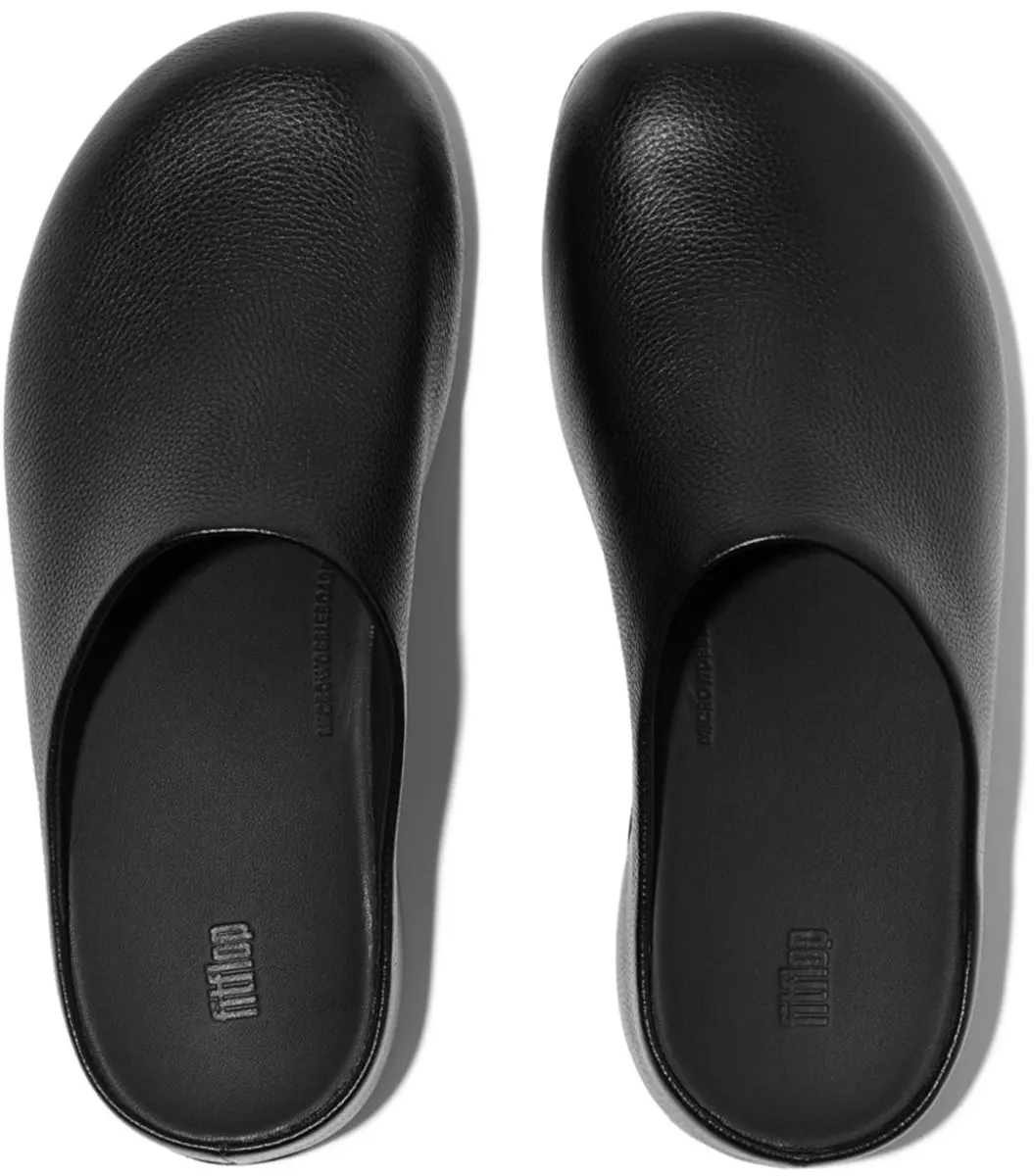 FitFlop Shuv Tumbled-Leather Clogs - Maat 36 - Zwart - afbeelding 4 van 6