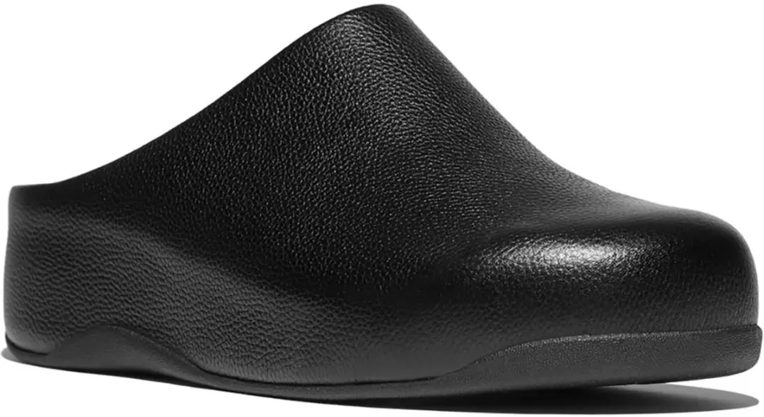 FitFlop Shuv Tumbled-Leather Clogs - Maat 36 - Zwart - afbeelding 5 van 6