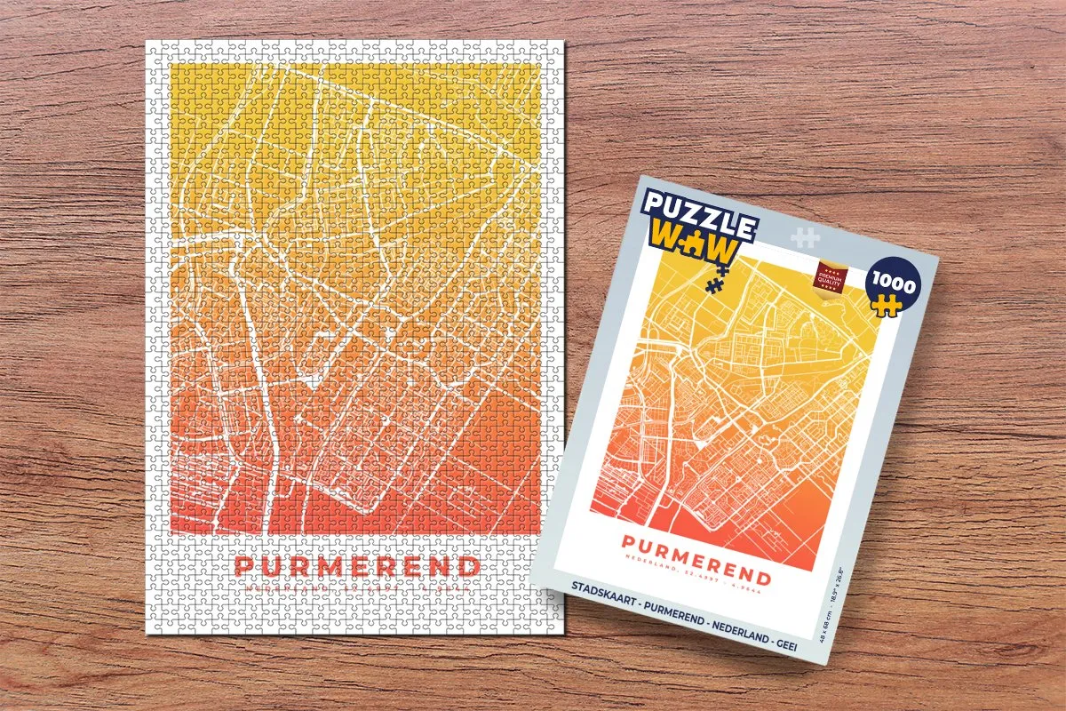 PuzzleWow Stadskaart Purmerend Puzzel - 1000 Stuks - Multicolor