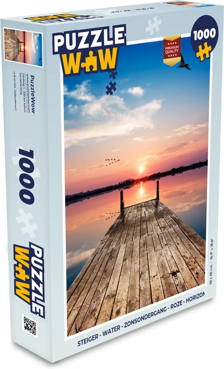 PuzzleWow Steiger Water Zonsondergang Legpuzzel 1000 Stuks - Roze