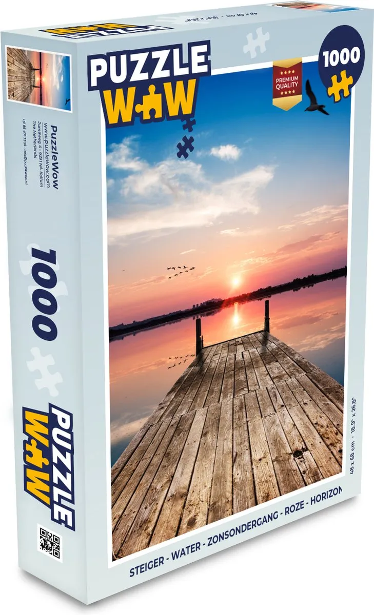 PuzzleWow Steiger Water Zonsondergang Legpuzzel 1000 Stuks - Roze