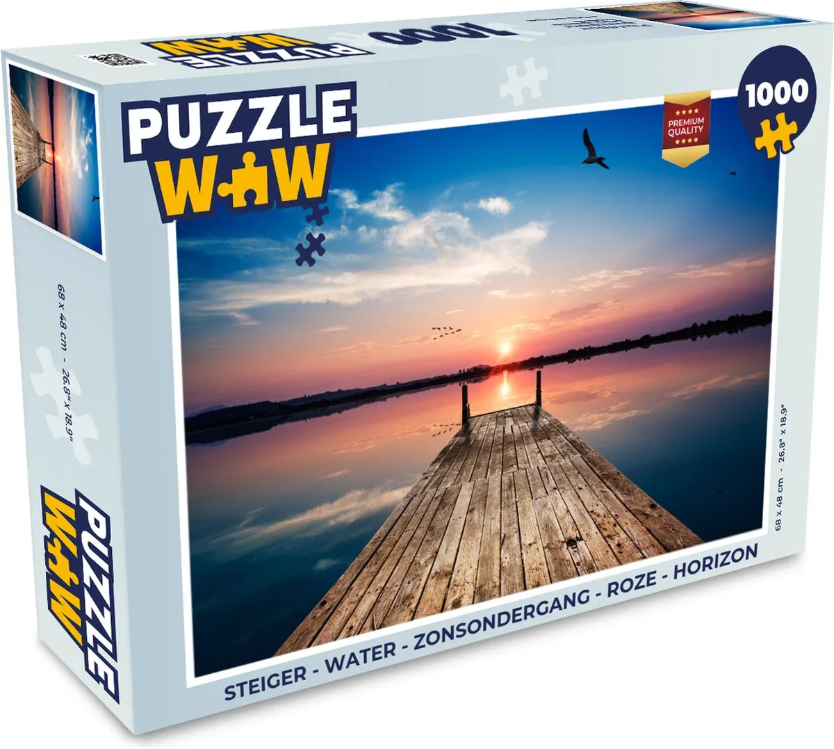 PuzzleWow Steiger Water Zonsondergang Legpuzzel 1000 Stuks - Roze