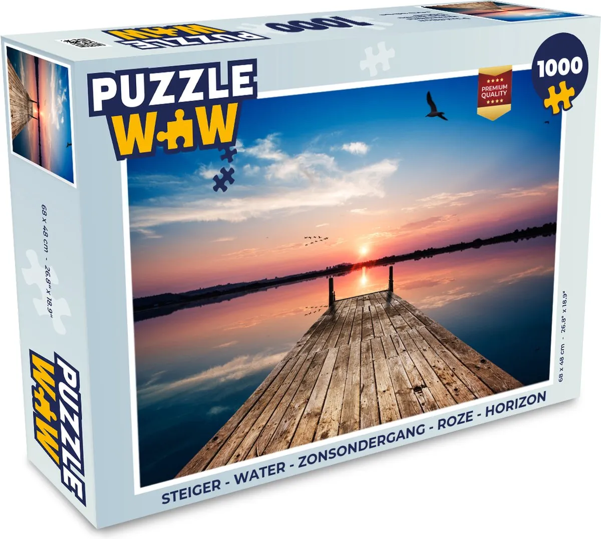 PuzzleWow Steiger Water Zonsondergang Legpuzzel 1000 Stuks - Roze