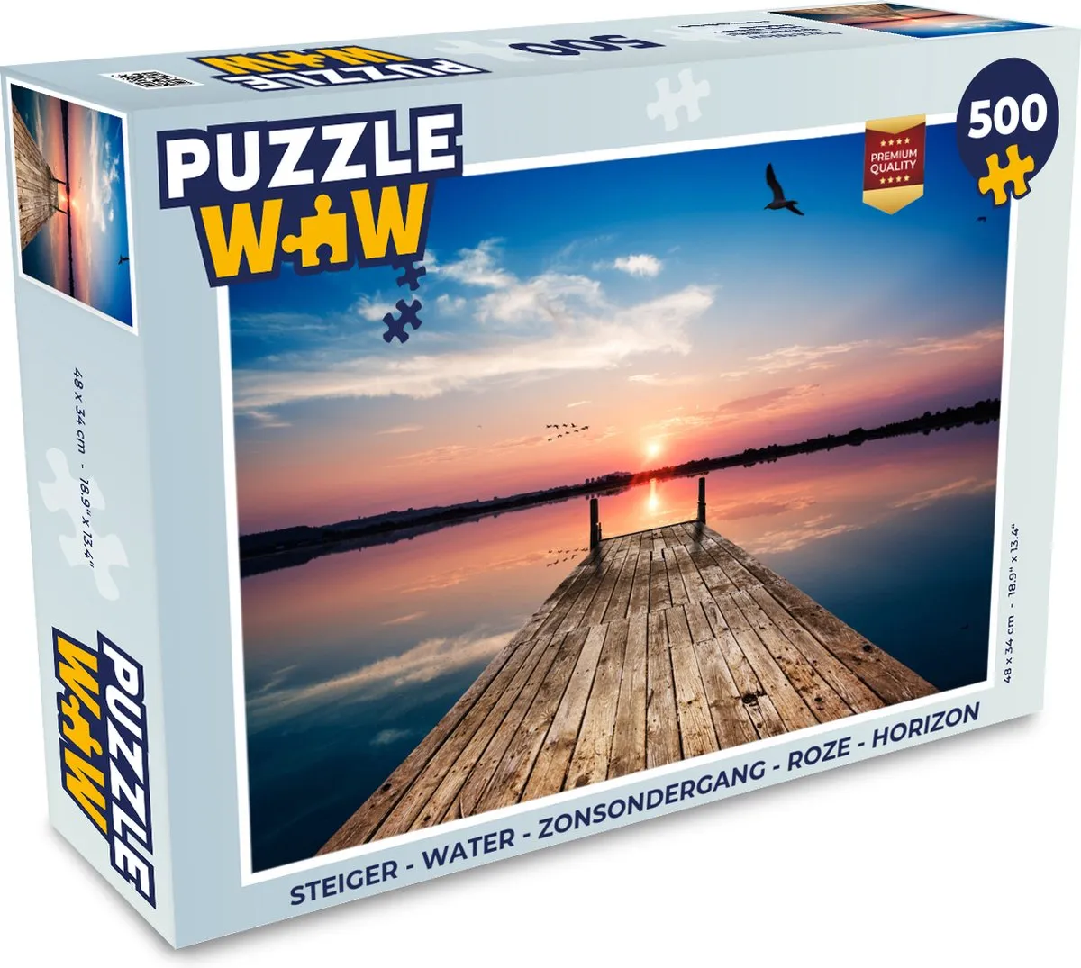 PuzzleWow Steiger Water Zonsondergang Legpuzzel 1000 Stuks - Roze