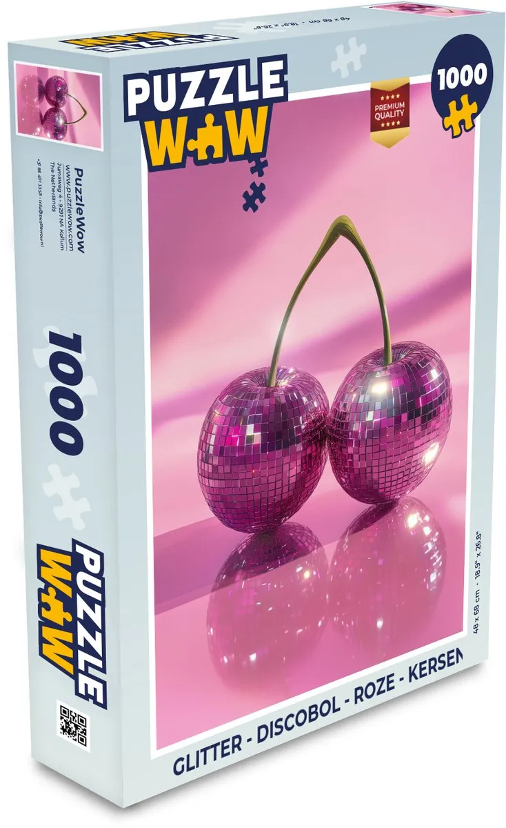 PuzzleWow Glitter Discobol Legpuzzel 1000 Stuks - Roze/Kersen